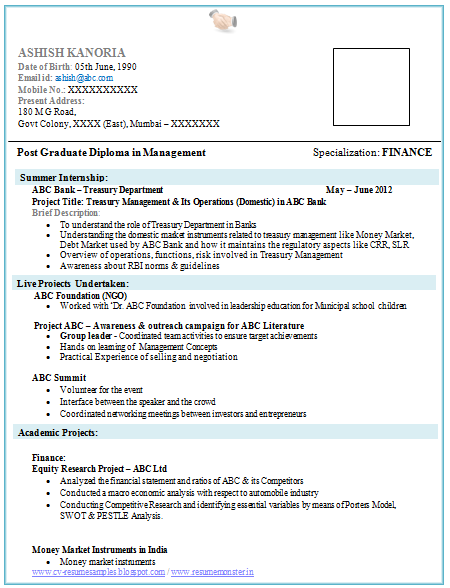 Latest corporate resume format